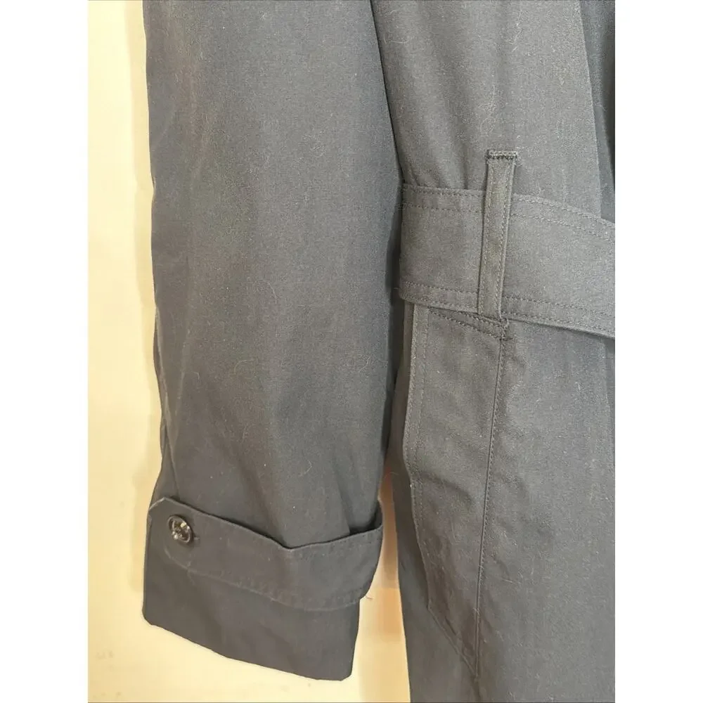 Men's Black Trench Coat 42S Double Breasted Removable Zip Liner All Weather Coat